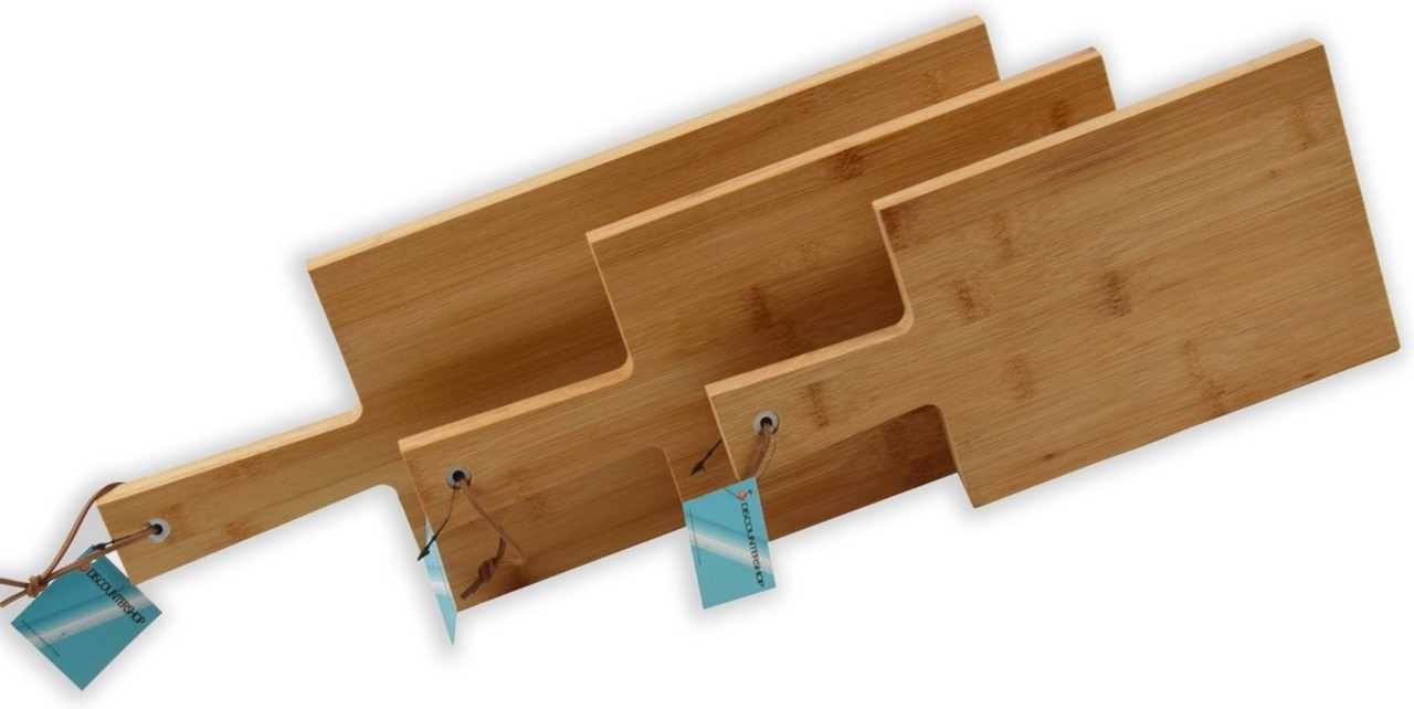 Discountershop Set of 3 bamboo wooden cutting boards - S-30x15cm -M-35x17cm -45x19cm Discountershop Set of 3 bamboo wooden cutting boards - S-30x15cm -M-35x17cm -45x19cm