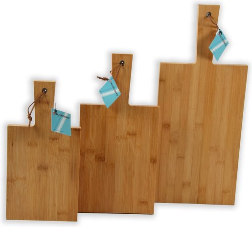 Discountershop Set van 3 stuks bamboe houten snijplanken - S-30x15cm -M-35x17cm -45x19cm Discountershop Set van 3 stuks bamboe houten snijplanken - S-30x15cm -M-35x17cm -45x19cm