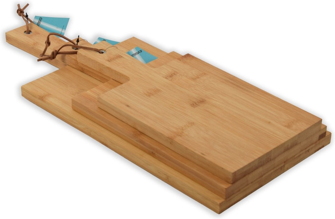 Discountershop Set of 3 bamboo wooden cutting boards - S-30x15cm -M-35x17cm -45x19cm Discountershop Set of 3 bamboo wooden cutting boards - S-30x15cm -M-35x17cm -45x19cm