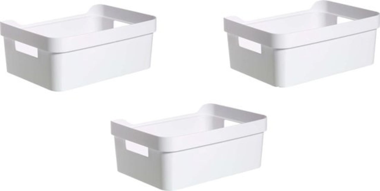 Discountershop Pack of 3 Storage Basket with Handles - Size 200mm x 140mm x 80mm