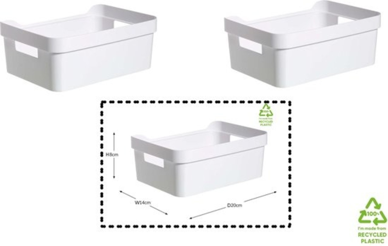 Discountershop Pack of 3 Storage Basket with Handles - Size 200mm x 140mm x 80mm