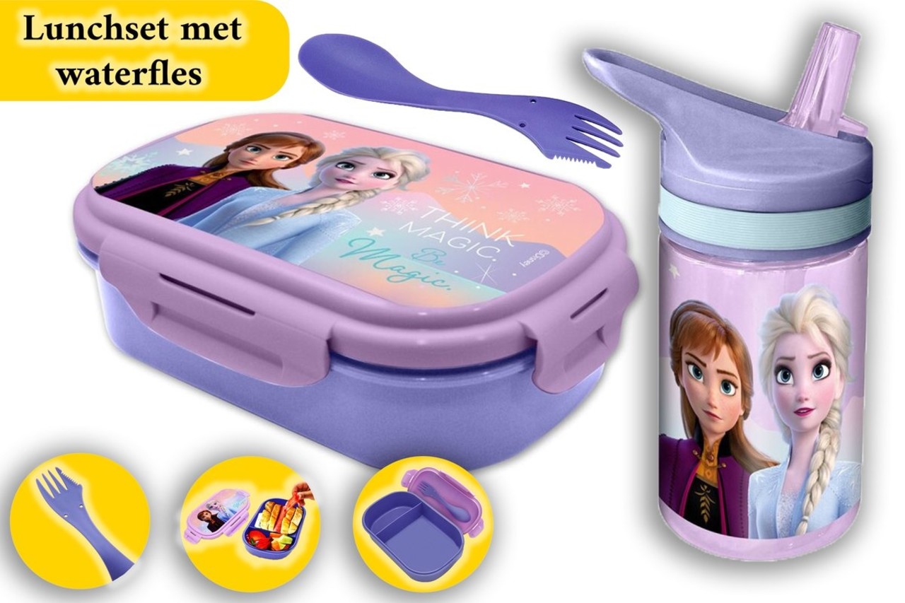 Wie mobiel reptielen Frozen Lunchset met waterfles 400 ml en broodtrommel - Disney Frozen A -  Discountershop.nl