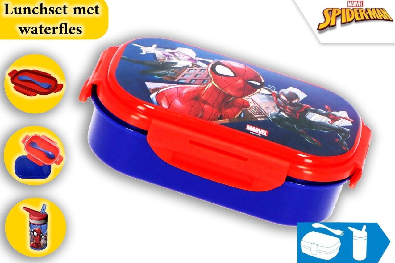 Spider-Man Spiderman Lunch Box and Water Bottle 400 ml Blue for Kids Spider-Man Spiderman Lunch Box and Water Bottle 400 ml Blue for Kids