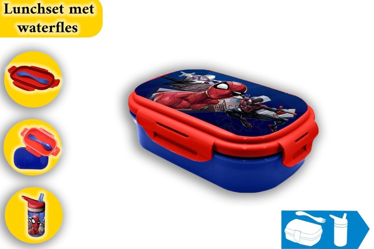 Spider-Man Spiderman Lunch Box and Water Bottle 400 ml Blue for Kids Spider-Man Spiderman Lunch Box and Water Bottle 400 ml Blue for Kids