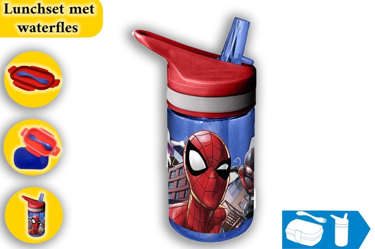 Spider-Man Spiderman Lunch Box and Water Bottle 400 ml Blue for Kids Spider-Man Spiderman Lunch Box and Water Bottle 400 ml Blue for Kids