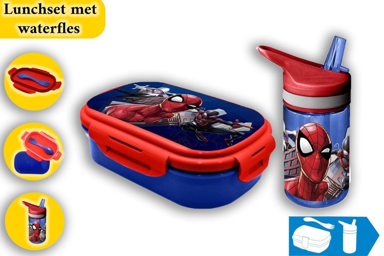 Spider-Man Spiderman Lunch Box and Water Bottle 400 ml Blue for Kids Spider-Man Spiderman Lunch Box and Water Bottle 400 ml Blue for Kids
