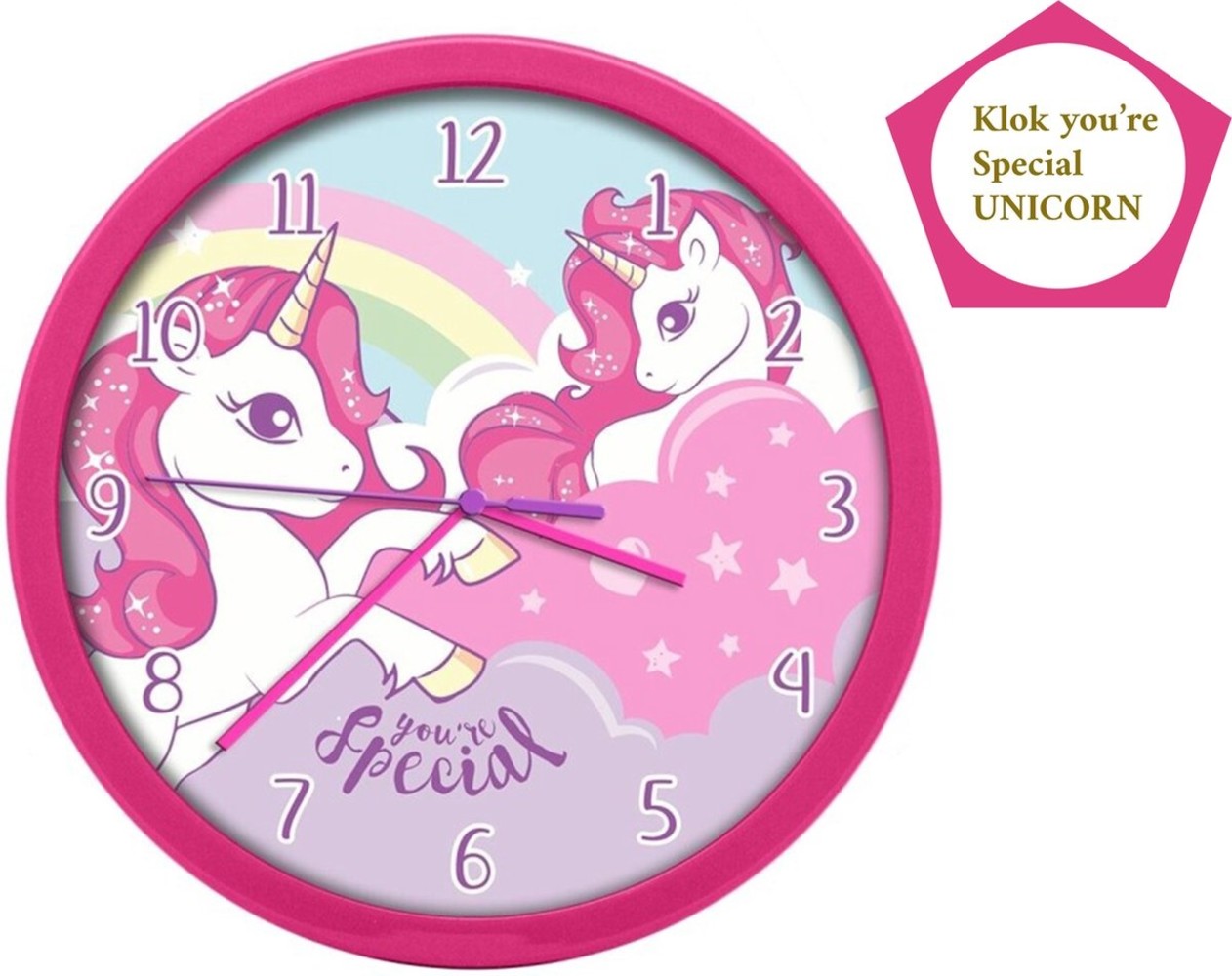 Unicorn Wall clock for children's room 25 cm - Unicorn You're Special Pink Unicorn Wall clock for children's room 25 cm - Unicorn You're Special Pink