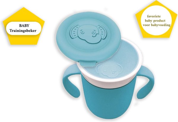 Merkloos Siliconen Slabbetje met Opvangbakje  - Baby Lepeltjes en Vorkjes- BPA-vrij Tuitbeker