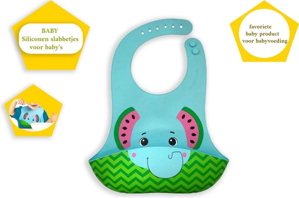 Merkloos Siliconen Slabbetje met Opvangbakje  - Baby Lepeltjes en Vorkjes- BPA-vrij Tuitbeker