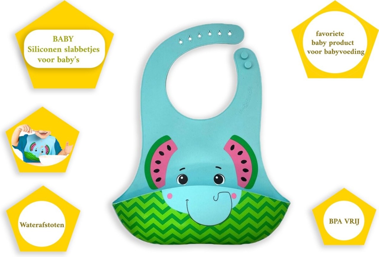 Merkloos Waterproof Silicon Bib with Bowl - Spoon and Fork Set - BPA-free Sippy Cup