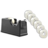 Discountershop Tape Dispenser - Black - Including 6 Rolls of Adhesive Tape - Office Supplies Online Discountershop Tape Dispenser - Black - Including 6 Rolls of Adhesive Tape - Office Supplies Online
