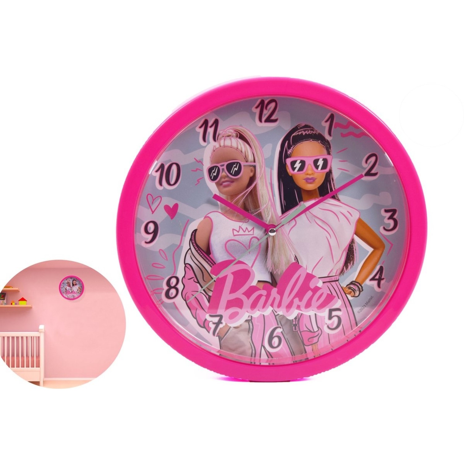 plug periodieke Overtollig Wandklok voor kinderen barbie 25 cm | barbie poppetjes wandklok | roze -  Discountershop.nl