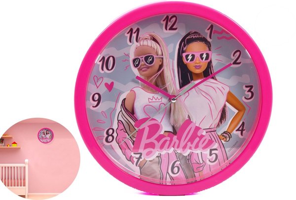 Barbie Kinder Wandklok Barbie 25 cm - Roze - Easy Learning Diameter