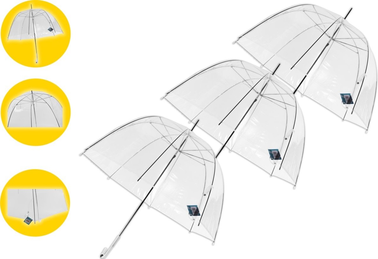 Discountershop Transparante Koepelparaplu - 17 stuks Voordelpak - 75 cm Doorzichtige Bruidsparaplu - Winddicht & Sterk