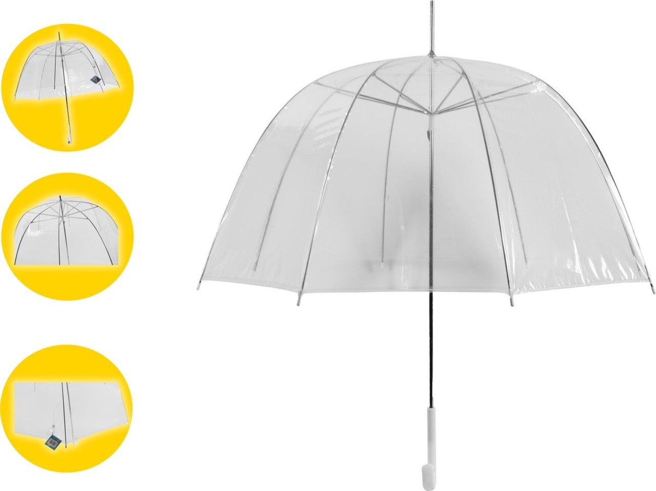 Discountershop Transparante Koepelparaplu - 17 stuks Voordelpak - 75 cm Doorzichtige Bruidsparaplu - Winddicht & Sterk