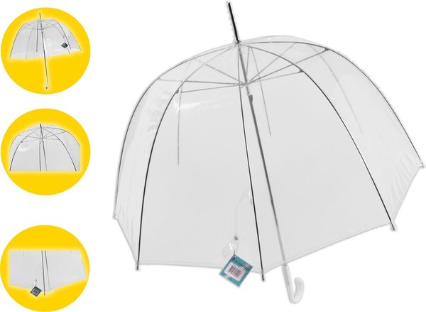 Discountershop Transparante Koepelparaplu - 17 stuks Voordelpak - 75 cm Doorzichtige Bruidsparaplu - Winddicht & Sterk