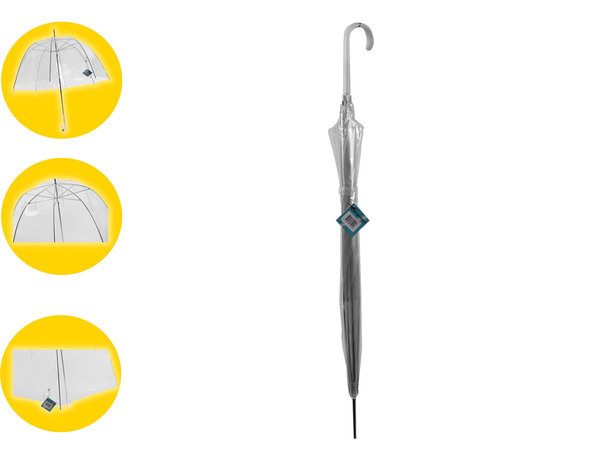 Discountershop Transparante Koepelparaplu - 17 stuks Voordelpak - 75 cm Doorzichtige Bruidsparaplu - Winddicht & Sterk