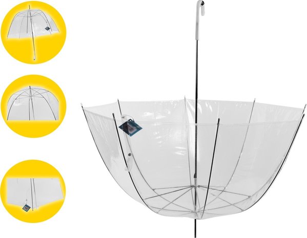 Discountershop Transparante Koepelparaplu - 17 stuks Voordelpak - 75 cm Doorzichtige Bruidsparaplu - Winddicht & Sterk