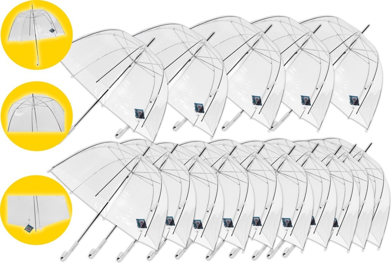 Discountershop Transparent Dome Umbrella - 17 Piece Value Pack - 75cm Clear Bridal Umbrella - Windproof & Strong Discountershop Transparent Dome Umbrella - 17 Piece Value Pack - 75cm Clear Bridal Umbrella - Windproof & Strong