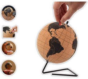 Merkloos Cork globe with metal stand - Diameter 15 cm - Cork globe with colored push pins - Rotatable globe Cork - Educational world map - Durable stainless steel base Easy to rotate - Keep track of the trips - Stylish decor Merkloos Cork globe with metal stand - Diameter 15 cm - Cork globe with colored push pins - Rotatable globe Cork - Educational world map - Durable stainless steel base Easy to rotate - Keep track of the trips - Stylish decor