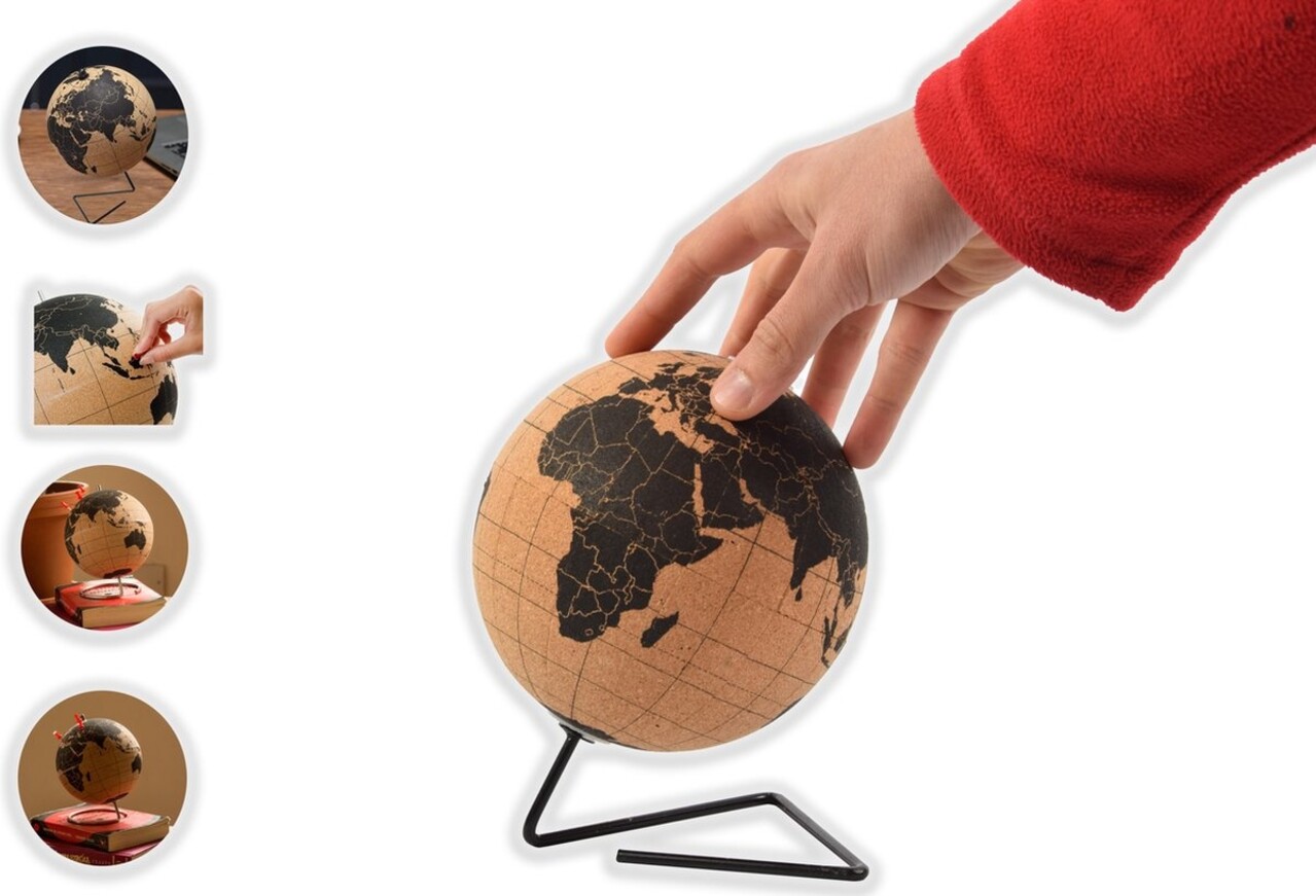 Merkloos Wereldbol van kurk met metalen standaard - Diameter 15 cm - Kurkbol met gekleurde push-pins - Draaibare wereldbol Kurk Merkloos Wereldbol van kurk met metalen standaard - Diameter 15 cm - Kurkbol met gekleurde push-pins - Draaibare wereldbol Kurk