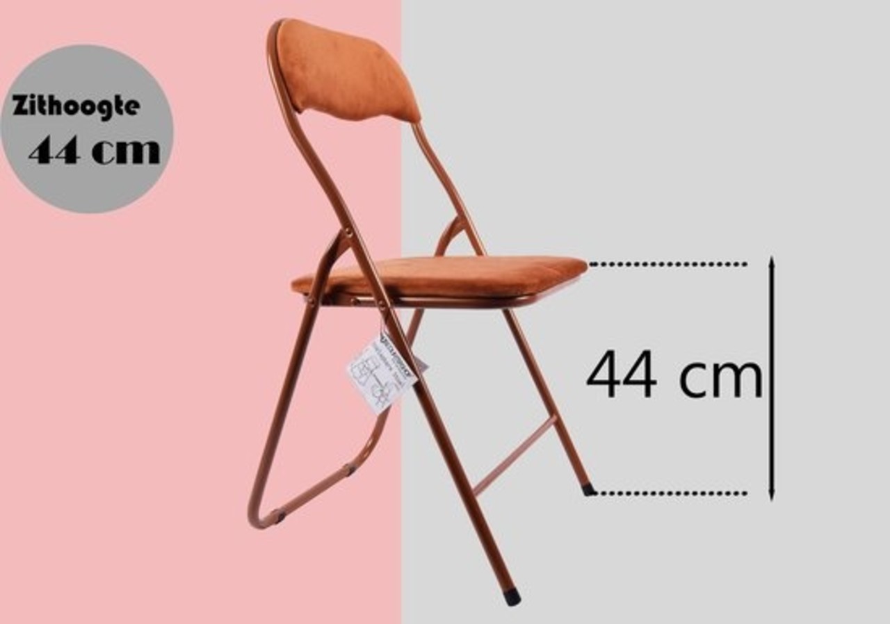 Discountershop Premium Klapstoel Zithoogte 43 cm - Velvet Klapstoel Kopen - Partystoel Camel