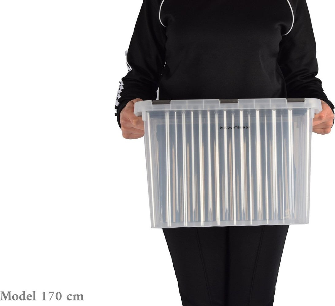 Discountershop Storage Box with Lid 15L - Plastic - 39x26x26 cm - Transparent Discountershop Storage Box with Lid 15L - Plastic - 39x26x26 cm - Transparent