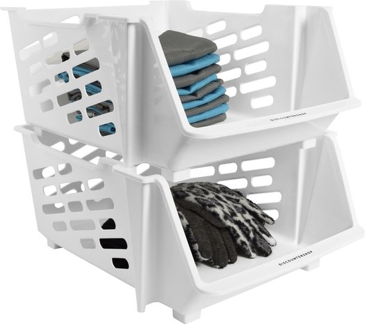 Discountershop 2x Groentemand | Groentebak Keuken | Mandenrek | Rek met Manden |Wit