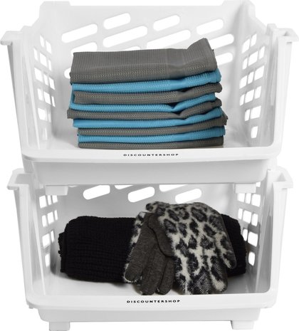 Discountershop 2x Groentemand | Groentebak Keuken | Mandenrek | Rek met Manden |Wit