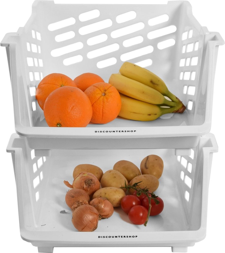 Discountershop 2x Vegetable basket | Vegetable Basket Kitchen | Basket rack | Rack with Baskets |White Discountershop 2x Vegetable basket | Vegetable Basket Kitchen | Basket rack | Rack with Baskets |White