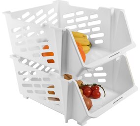 Discountershop 2x Groentemand | Groentebak Keuken | Mandenrek | Rek met Manden |Wit Discountershop 2x Groentemand | Groentebak Keuken | Mandenrek | Rek met Manden |Wit