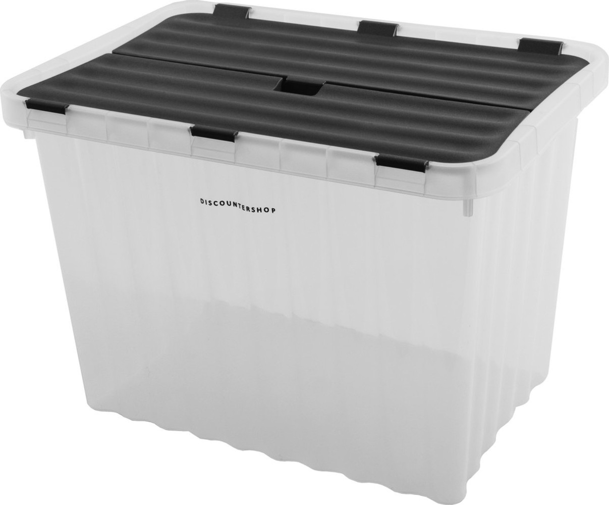 Discountershop 2x Opbergbox met Deksel - 25L en 15L - Kunststof - Transparant Discountershop 2x Opbergbox met Deksel - 25L en 15L - Kunststof - Transparant