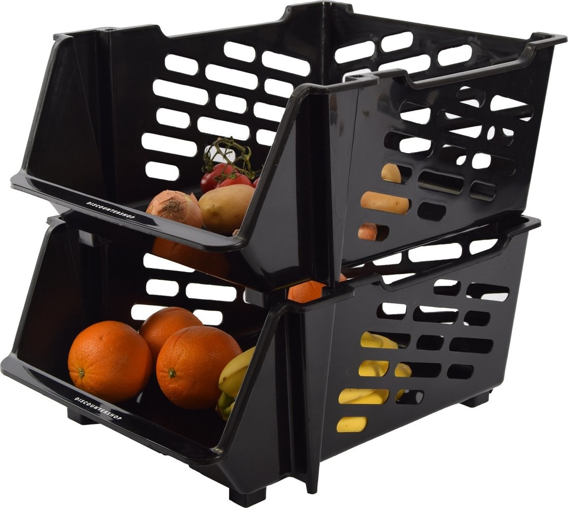 Discountershop 2x Potato Bin Black | Vegetable Basket | Fruit Bin Discountershop 2x Potato Bin Black | Vegetable Basket | Fruit Bin