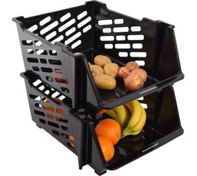 Discountershop 2x Potato Bin Black | Vegetable Basket | Fruit Bin Discountershop 2x Potato Bin Black | Vegetable Basket | Fruit Bin