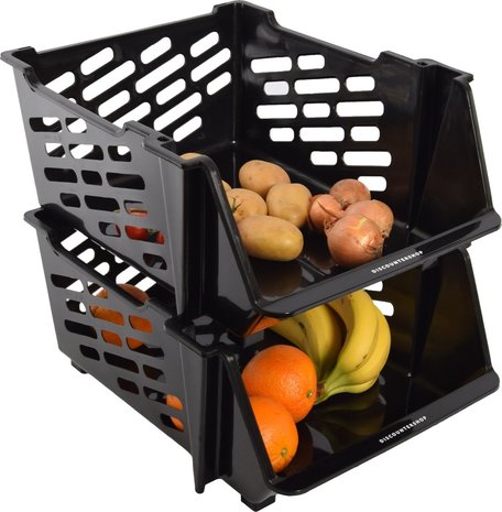 Discountershop 2x Potato Bin Black | Vegetable Basket | Fruit Bin Discountershop 2x Potato Bin Black | Vegetable Basket | Fruit Bin