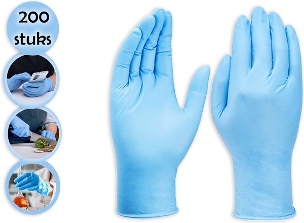 Discountershop 200 stuks nitril handschoenen synthetische onderzoekshandschoenen van vinyl - poedervrije, latexvrije, wegwerphandschoenen voor medisch gebruik, voedselbereiding en reiniging - Hoogwaardige en veelzijdige bescherming - MAAT XL Discountershop 200 stuks nitril handschoenen synthetische onderzoekshandschoenen van vinyl - poedervrije, latexvrije, wegwerphandschoenen voor medisch gebruik, voedselbereiding en reiniging - Hoogwaardige en veelzijdige bescherming - MAAT XL