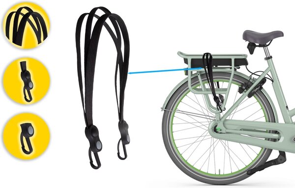 Discountershop 2x Universele Zwarte Draagriemen voor e-bikes 26-28 inch - Snelbinder Elastiek met 2 Haken Discountershop 2x Universele Zwarte Draagriemen voor e-bikes 26-28 inch - Snelbinder Elastiek met 2 Haken