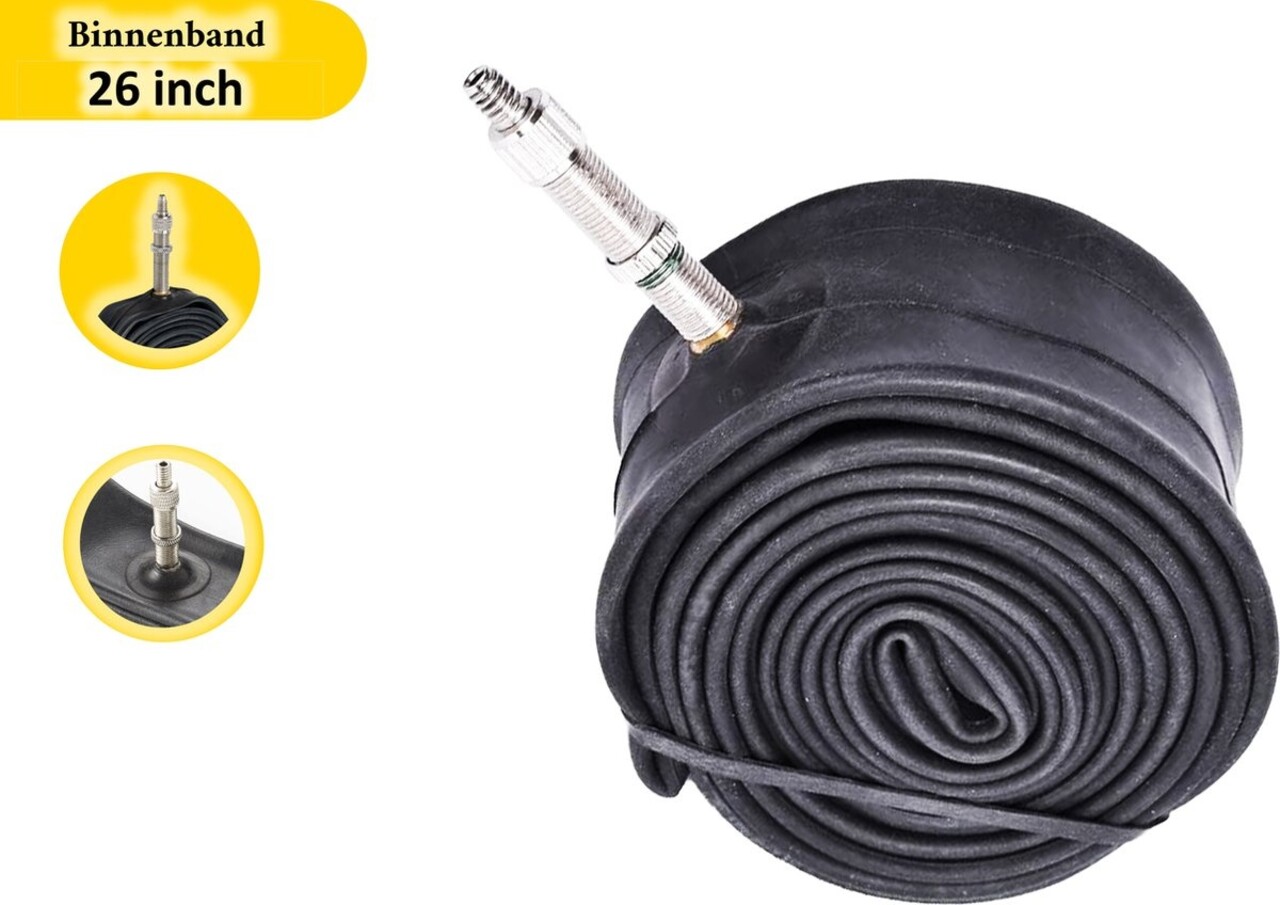 Merkloos Fiets binnenband 26 inch - 1x Binnenband 26 Inch Fiets binnenband 26 Inch DV 40/60-559 Zwart - fietsbinnenband 26 inch, breed, Dunlop-ventiel, lekvrij