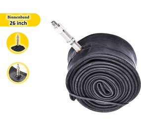 Merkloos Fiets binnenband 26 inch - 1x Binnenband 26 Inch Fiets binnenband 26 Inch DV 40/60-559 Zwart - fietsbinnenband 26 inch, breed, Dunlop-ventiel, lekvrij