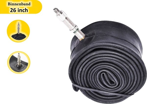 Merkloos Fiets binnenband 26 inch - 1x Binnenband 26 Inch Fiets binnenband 26 Inch DV 40/60-559 Zwart - fietsbinnenband 26 inch, breed, Dunlop-ventiel, lekvrij