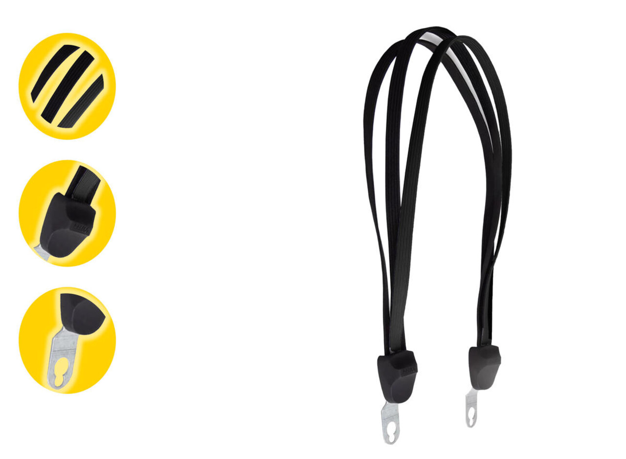 Discountershop Velcro fastener bicycle 2 pieces: Robust Luggage Spider for 26 and 28 inch Wheels with 3 Elastics, Handy Heel and Elegant Black Design