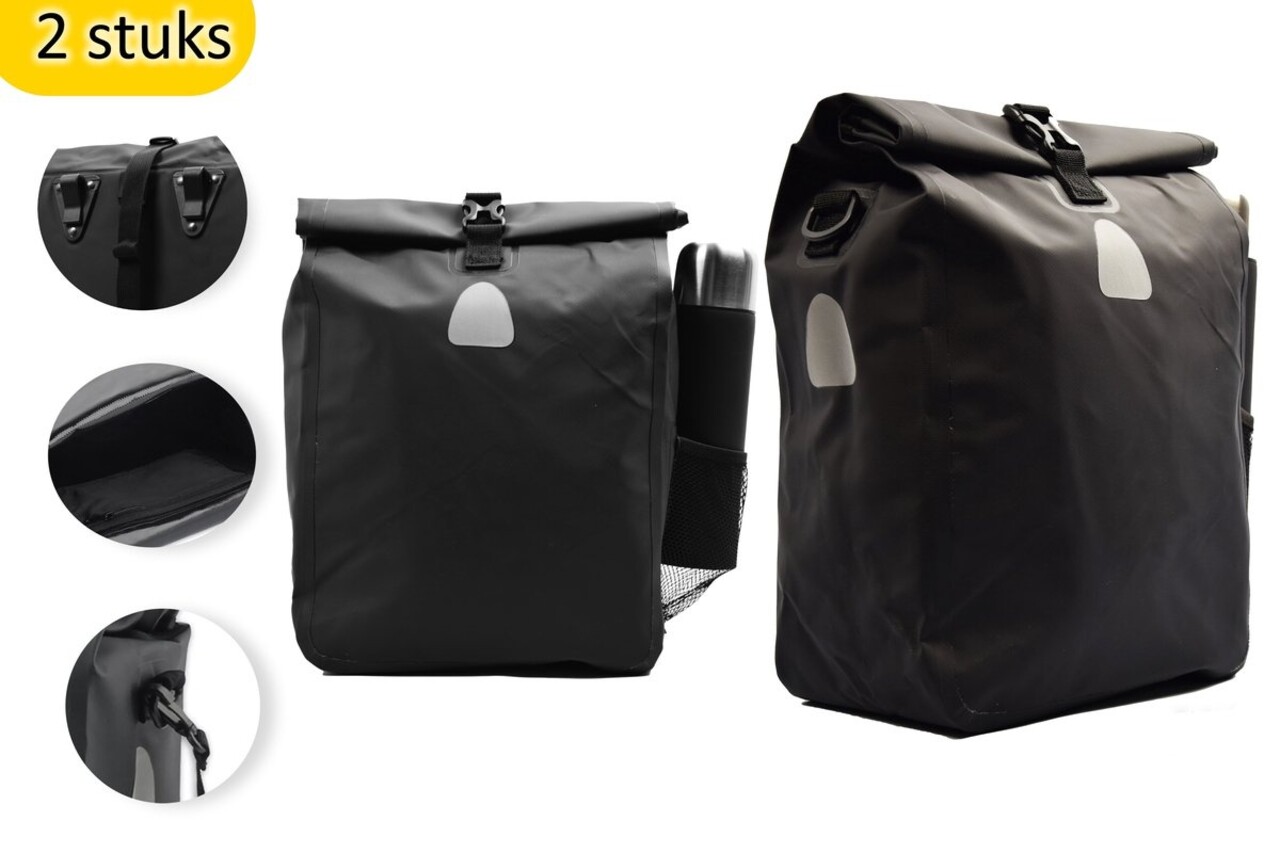 Merkloos Praktische Set van 2 Veelzijdige Enkele Fietstassen: Schoudertas in 1 | Sterk, Waterdicht en Ruime 42 Liter Capaciteit (21 liter per tas) | Met Tarpaulin Materiaal Merkloos Praktische Set van 2 Veelzijdige Enkele Fietstassen: Schoudertas in 1 | Sterk, Waterdicht en Ruime 42 Liter Capaciteit (21 liter per tas) | Met Tarpaulin Materiaal