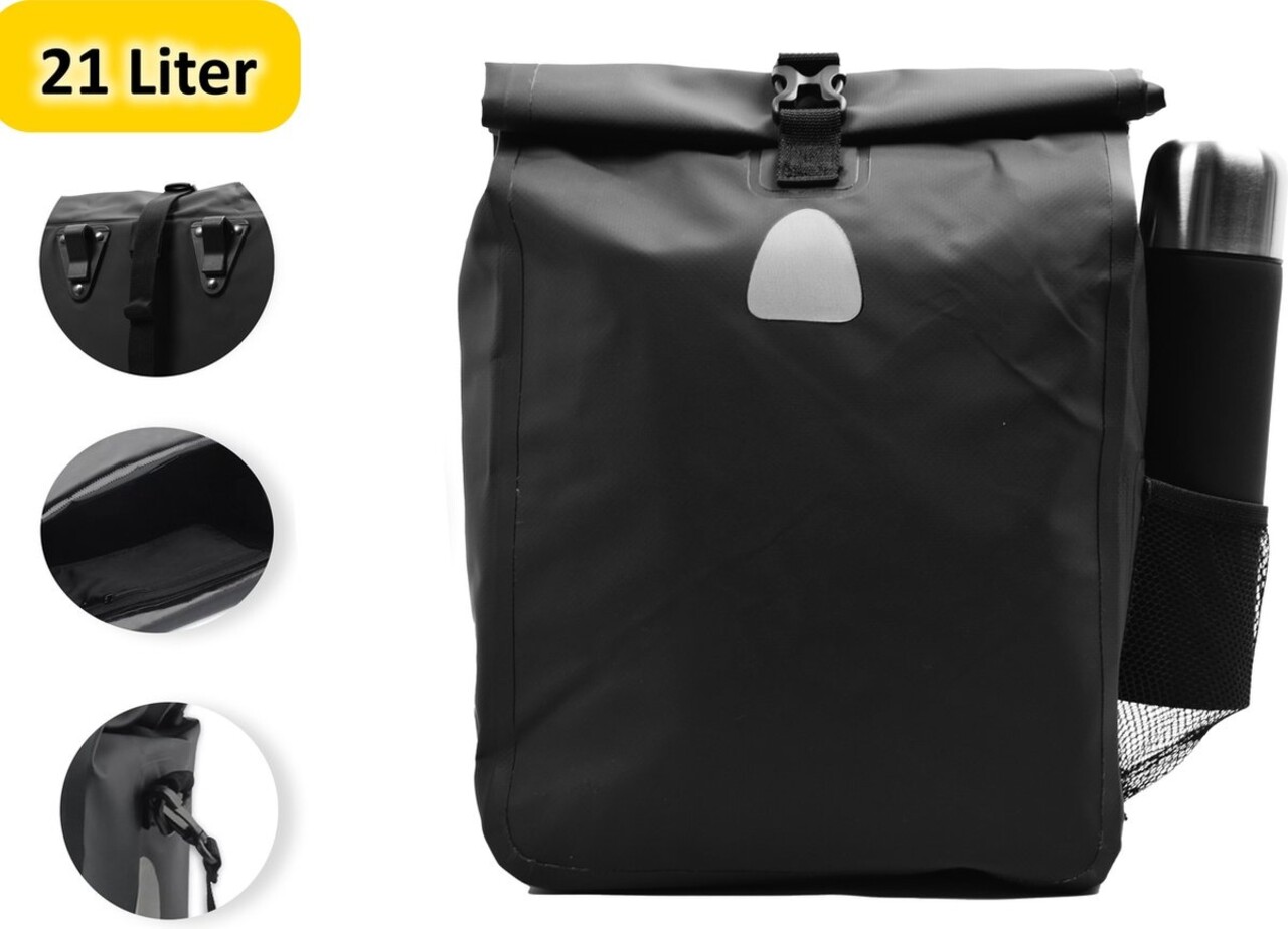 Merkloos Praktische Set van 2 Veelzijdige Enkele Fietstassen: Schoudertas in 1 | Sterk, Waterdicht en Ruime 42 Liter Capaciteit (21 liter per tas) | Met Tarpaulin Materiaal Merkloos Praktische Set van 2 Veelzijdige Enkele Fietstassen: Schoudertas in 1 | Sterk, Waterdicht en Ruime 42 Liter Capaciteit (21 liter per tas) | Met Tarpaulin Materiaal