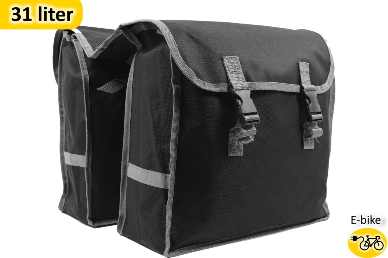 Merkloos Double Pannier Basic: Polyester Bag for E-bike with 32 Liter Content, Water-repellent and Easy to Attach