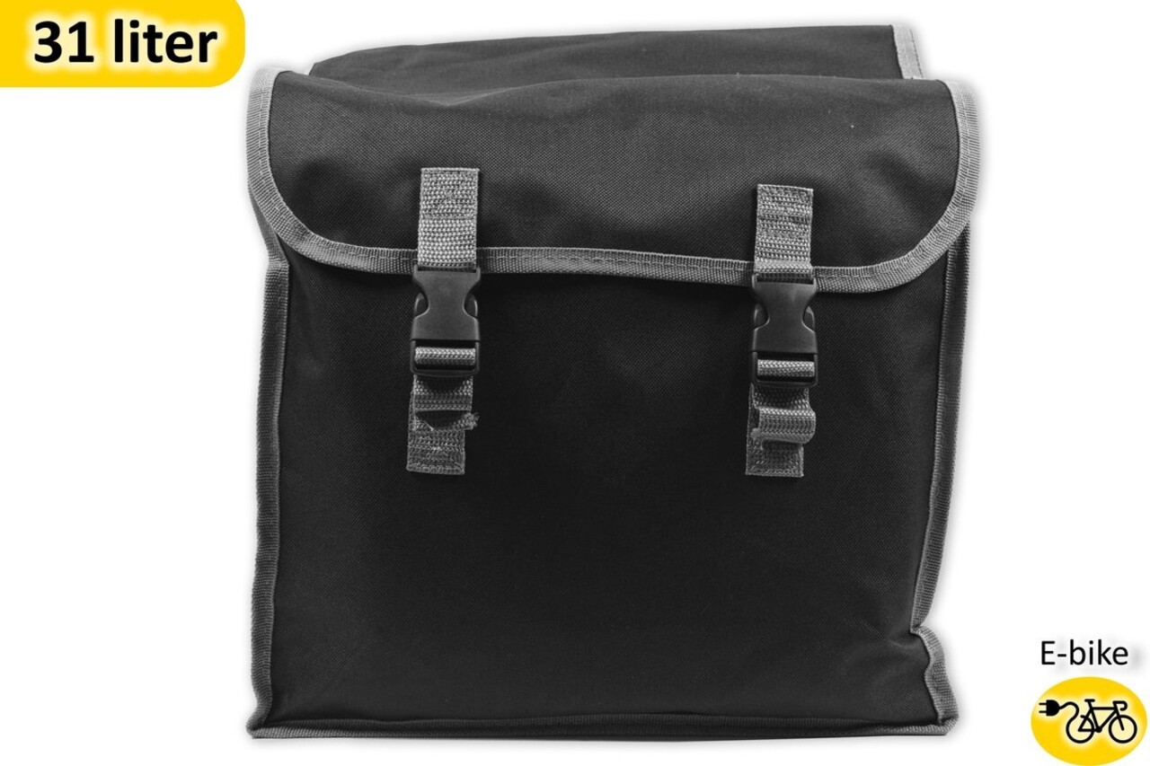 Merkloos Double Pannier Basic: Polyester Bag for E-bike with 32 Liter Content, Water-repellent and Easy to Attach