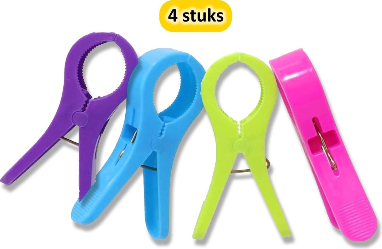 Merkloos Practical Set of 4 Large Plastic Bath Towel Pegs - Beach Towel Pegs - Bath Towel Pegs - Pool Chair Pegs - XXL Pegs (13 cm) - Keep your Towels Firmly in Place!