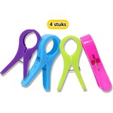 Merkloos Praktische Set van 4 Grote Plastic Badlaken Knijpers - Strandlakenknijpers - Badhanddoekknijpers - Zwembadstoelknijpers - XXL Knijpers (13 cm) - Houd je Handdoeken Stevig op hun Plaats!