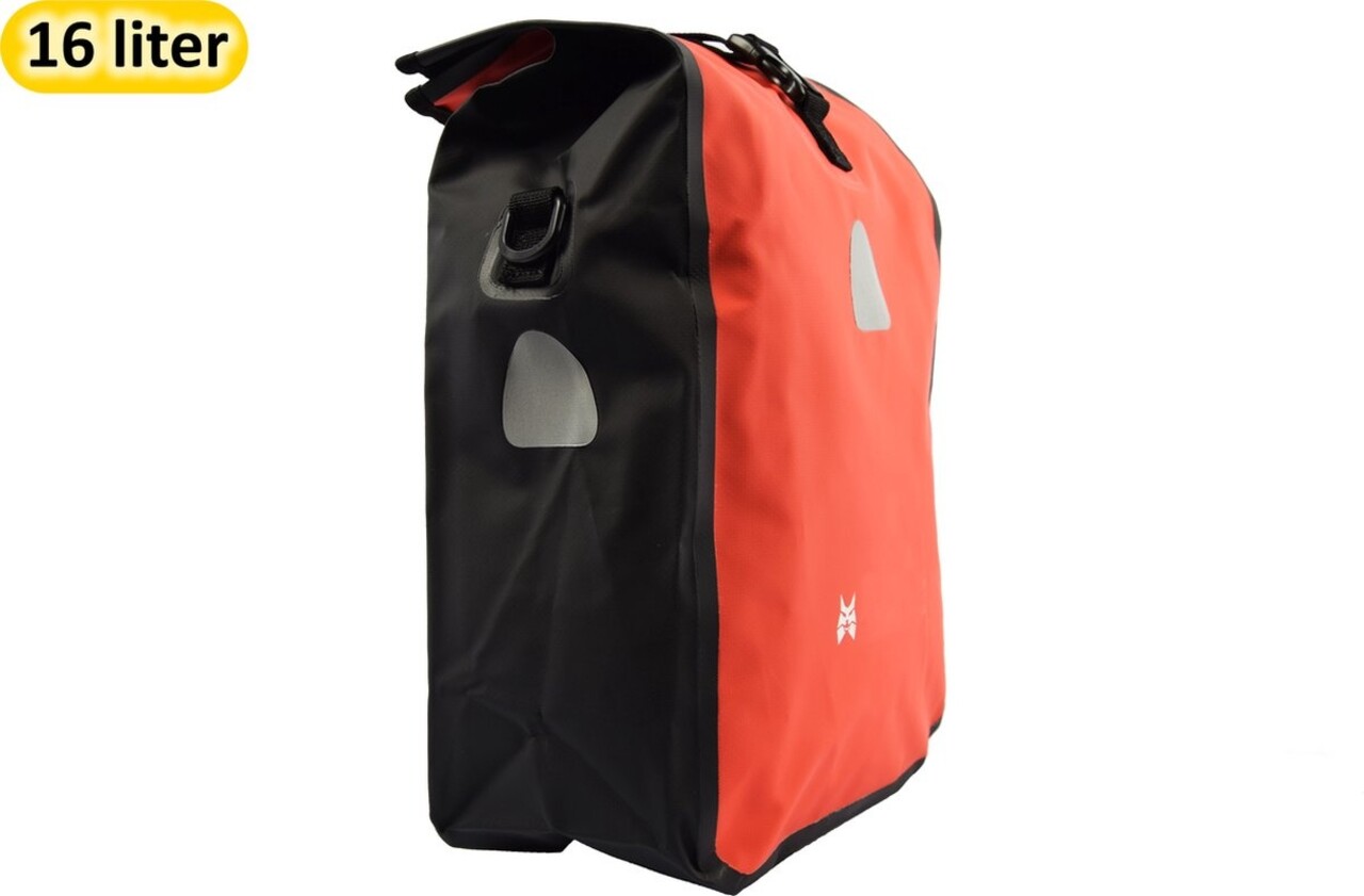 Merkloos Single bicycle bag 16 liter bicycle bag 2 pieces with a capacity of 16 liters dimensions 27x 14 x 49cm - Note bicycle bag single 16 liters