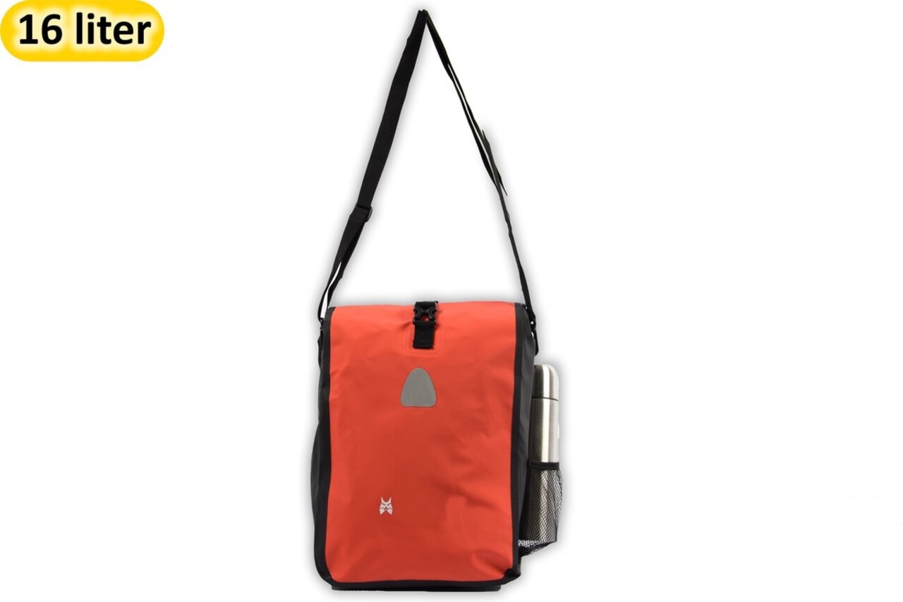 Merkloos Single bicycle bag 16 liter bicycle bag 2 pieces with a capacity of 16 liters dimensions 27x 14 x 49cm - Note bicycle bag single 16 liters