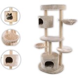 Merkloos Scratching Post in Beige & White with Luxury Soft Plush, Sisal Scratching Rope and Removable Cushions - Stylish Scratching Post in Beige & White: Soft Plush, Sisal Scratching Rope, and Comfortable Hiding Places Merkloos Scratching Post in Beige & White with Luxury Soft Plush, Sisal Scratching Rope and Removable Cushions - Stylish Scratching Post in Beige & White: Soft Plush, Sisal Scratching Rope, and Comfortable Hiding Places